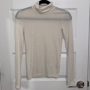 Madewell White ribbed turtleneck long sleeve